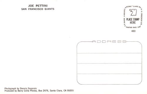 1983 Barry Colla Postcards #483 Joe Pettini Back