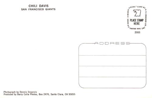 1983 Barry Colla Postcards #2083 Chili Davis Back