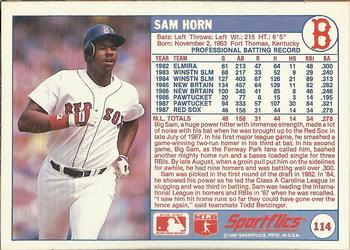 1988 Sportflics #114 Sam Horn Back