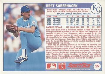 1988 Sportflics #15 Bret Saberhagen Back