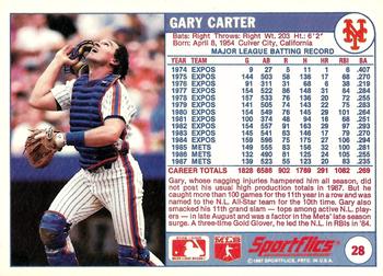1988 Sportflics #28 Gary Carter Back