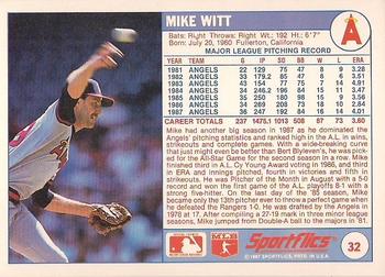 1988 Sportflics #32 Mike Witt Back