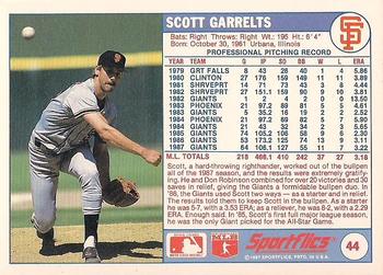 1988 Sportflics #44 Scott Garrelts Back