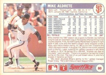 1988 Sportflics #80 Mike Aldrete Back