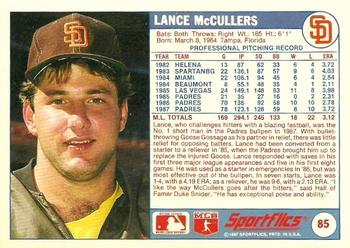 1988 Sportflics #85 Lance McCullers Back