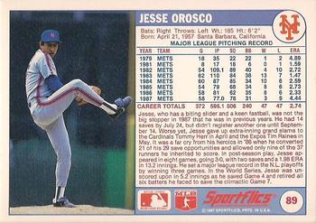 1988 Sportflics #89 Jesse Orosco Back