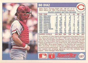 1988 Sportflics #117 Bo Diaz Back