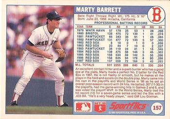 1988 Sportflics #157 Marty Barrett Back