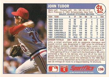 1988 Sportflics #198 John Tudor Back