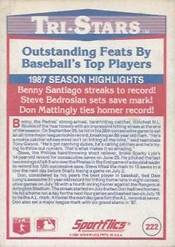 1988 Sportflics #222 Benny Santiago / Steve Bedrosian / Don Mattingly Back