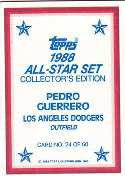 1988 Topps - 1988 All-Star Set Collector's Edition (Glossy Send-Ins) #24 Pedro Guerrero Back