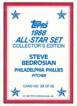 1988 Topps - 1988 All-Star Set Collector's Edition (Glossy Send-Ins) #28 Steve Bedrosian Back