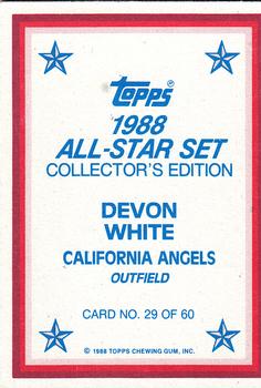 1988 Topps - 1988 All-Star Set Collector's Edition (Glossy Send-Ins) #29 Devon White Back