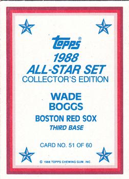 1988 Topps - 1988 All-Star Set Collector's Edition (Glossy Send-Ins) #51 Wade Boggs Back