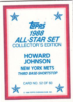 1988 Topps - 1988 All-Star Set Collector's Edition (Glossy Send-Ins) #52 Howard Johnson Back