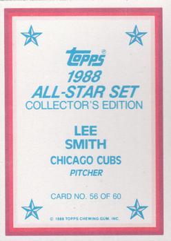 1988 Topps - 1988 All-Star Set Collector's Edition (Glossy Send-Ins) #56 Lee Smith Back