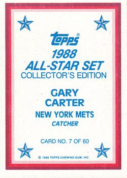 1988 Topps - 1988 All-Star Set Collector's Edition (Glossy Send-Ins) #7 Gary Carter Back