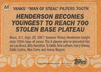 1988 Topps - Wax Box Bottom Panels Singles #M Rickey Henderson Back