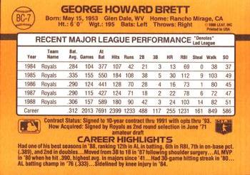 1989 Donruss - Bonus MVP's #BC-7 George Brett Back