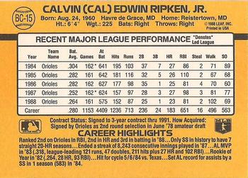 1989 Donruss - Bonus MVP's #BC-15 Cal Ripken Back