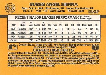 1989 Donruss - Bonus MVP's #BC-26 Ruben Sierra Back