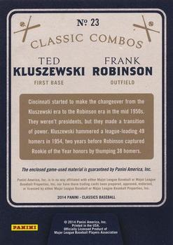 2014 Panini Classics - Classic Combos Bats #23 Frank Robinson / Ted Kluszewski Back