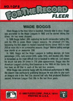 1989 Fleer - For the Record #1 Wade Boggs Back