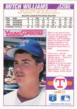 1989 Score - Young Superstars 1 #27 Mitch Williams Back