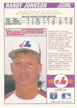 1989 Score Young Superstars 2 #32 Randy Johnson Back
