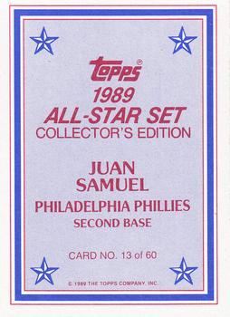 1989 Topps - 1989 All-Star Set Collector's Edition (Glossy Send-Ins) #13 Juan Samuel Back