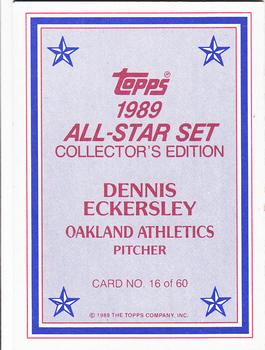1989 Topps - 1989 All-Star Set Collector's Edition (Glossy Send-Ins) #16 Dennis Eckersley Back