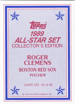 1989 Topps - 1989 All-Star Set Collector's Edition (Glossy Send-Ins) #23 Roger Clemens Back