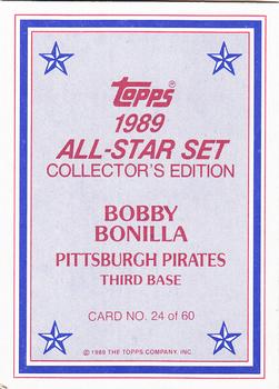 1989 Topps - 1989 All-Star Set Collector's Edition (Glossy Send-Ins) #24 Bobby Bonilla Back
