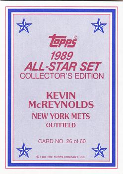 1989 Topps - 1989 All-Star Set Collector's Edition (Glossy Send-Ins) #26 Kevin McReynolds Back