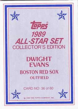 1989 Topps - 1989 All-Star Set Collector's Edition (Glossy Send-Ins) #36 Dwight Evans Back