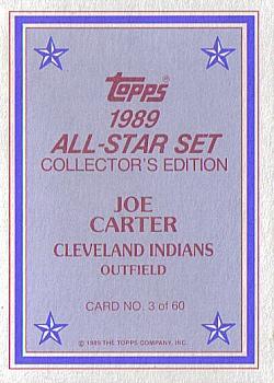 1989 Topps - 1989 All-Star Set Collector's Edition (Glossy Send-Ins) #3 Joe Carter Back