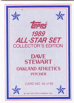 1989 Topps - 1989 All-Star Set Collector's Edition (Glossy Send-Ins) #45 Dave Stewart Back