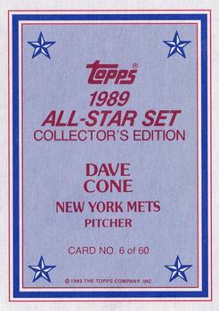 1989 Topps - 1989 All-Star Set Collector's Edition (Glossy Send-Ins) #6 Dave Cone Back