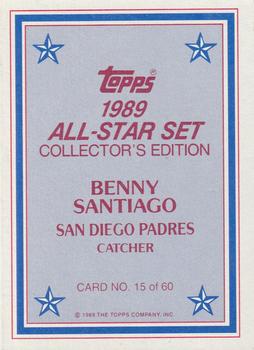 1989 Topps - 1989 All-Star Set Collector's Edition (Glossy Send-Ins) #15 Benny Santiago Back