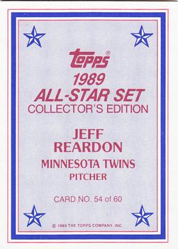 1989 Topps - 1989 All-Star Set Collector's Edition (Glossy Send-Ins) #54 Jeff Reardon Back