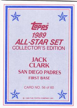 1989 Topps - 1989 All-Star Set Collector's Edition (Glossy Send-Ins) #56 Jack Clark Back