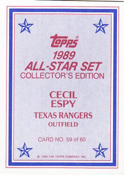 1989 Topps - 1989 All-Star Set Collector's Edition (Glossy Send-Ins) #59 Cecil Espy Back