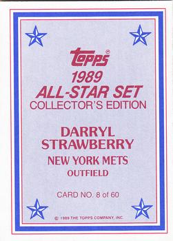 1989 Topps - 1989 All-Star Set Collector's Edition (Glossy Send-Ins) #8 Darryl Strawberry Back