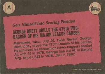 1989 Topps - Wax Box Bottom Panels Singles #A George Brett Back