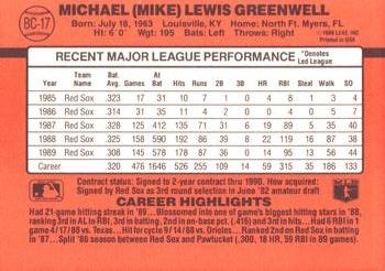 1990 Donruss - Bonus MVP's #BC-17 Mike Greenwell Back