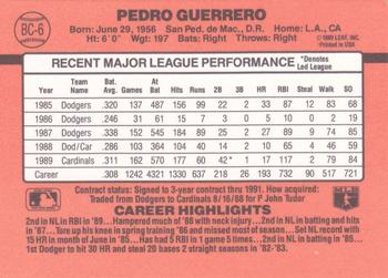 1990 Donruss - Bonus MVP's #BC-6 Pedro Guerrero Back