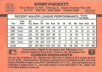 1990 Donruss - Bonus MVP's #BC-8 Kirby Puckett Back