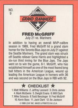 1990 Donruss - Grand Slammers #9 Fred McGriff Back