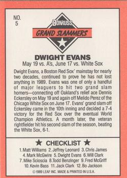 1990 Donruss - Grand Slammers #5 Dwight Evans Back