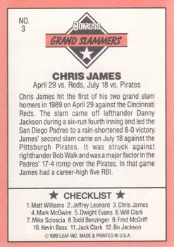 1990 Donruss - Grand Slammers #3 Chris James Back